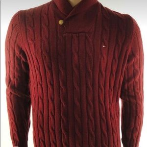 NWT Tommy Hilfiger Red Wool Blend 8228 Sweater L